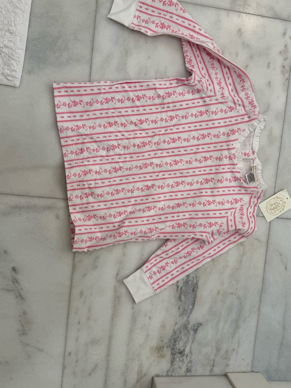 The Beaufort Bonnet Company Pink and White Floral Stripe Top